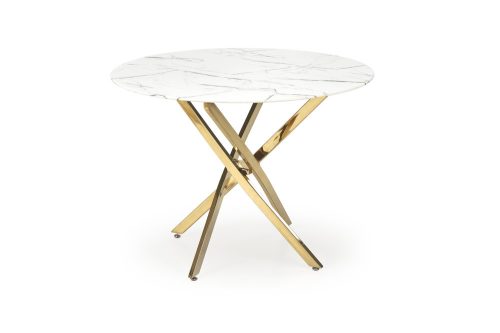 Raymond asztal, fehér márvány lappal, arany lábakkal